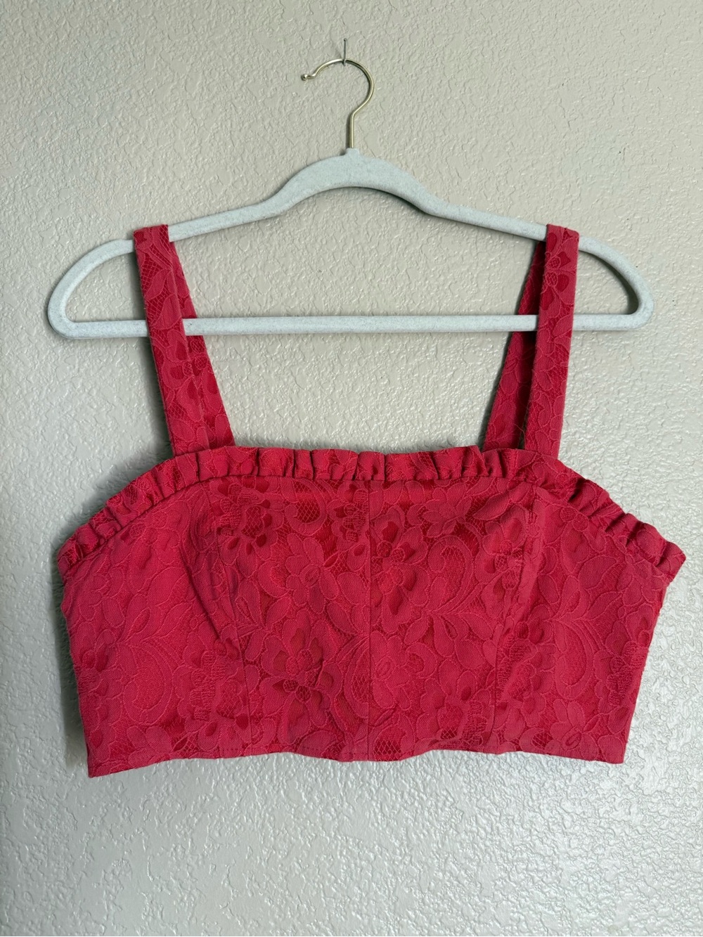 Free People Coral Red Lace Crop Top